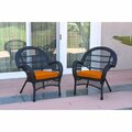 Jeco W00211-C-2-FS016 Santa Maria Black Wicker Chair with Orange Cushion, 2PK W00211-C_2-FS016